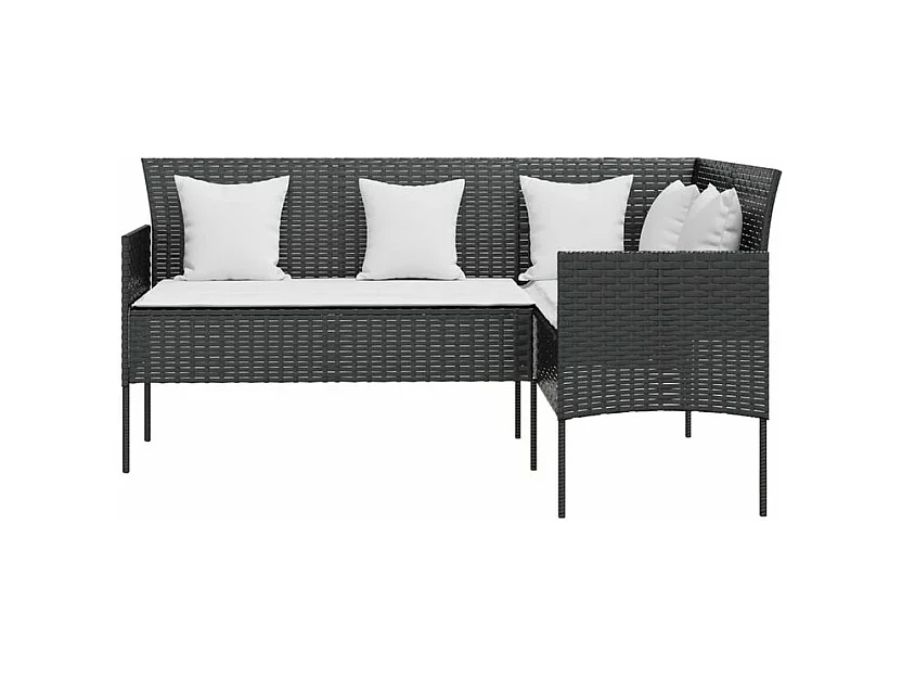 Ensemble de canapés en L 5pcs avec coussins résine tressée noir