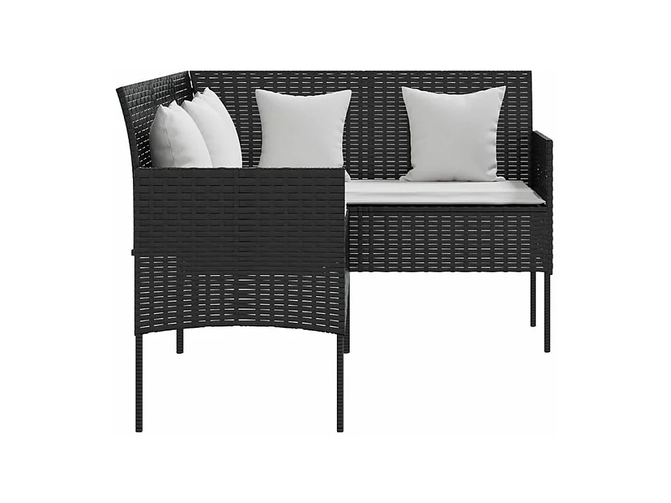 Ensemble de canapés en L 5pcs avec coussins résine tressée noir