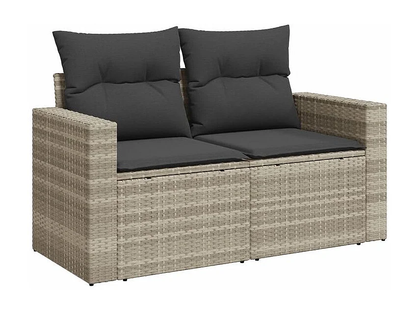 Salon de jardin avec coussins 7 pcs gris clair résine tressée