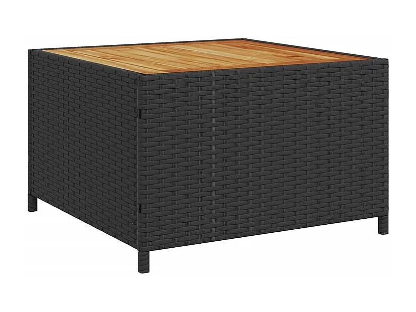 Canapé de jardin avec table et coussins en forme de L noir