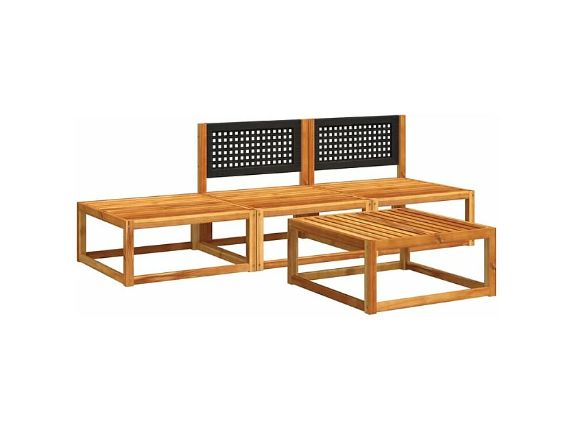 Salon de jardin avec coussins 4 pcs bois d'acacia massif
