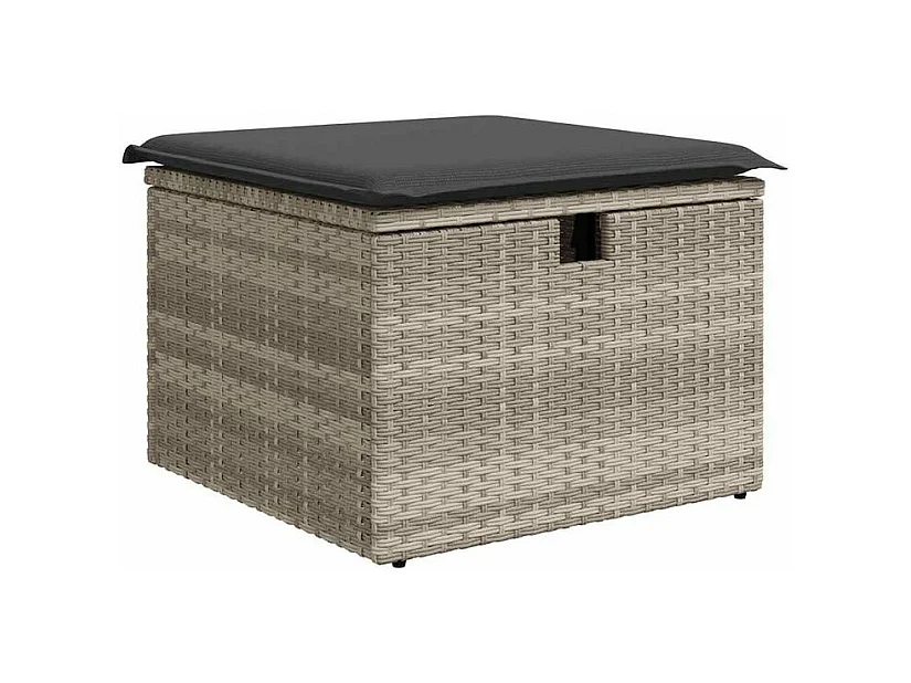 Salon de jardin 6 pcs avec coussins gris clair résine tressée