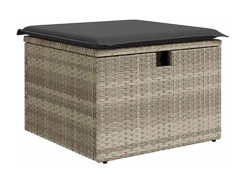 Salon de jardin avec coussins 7 pcs gris clair résine tressée
