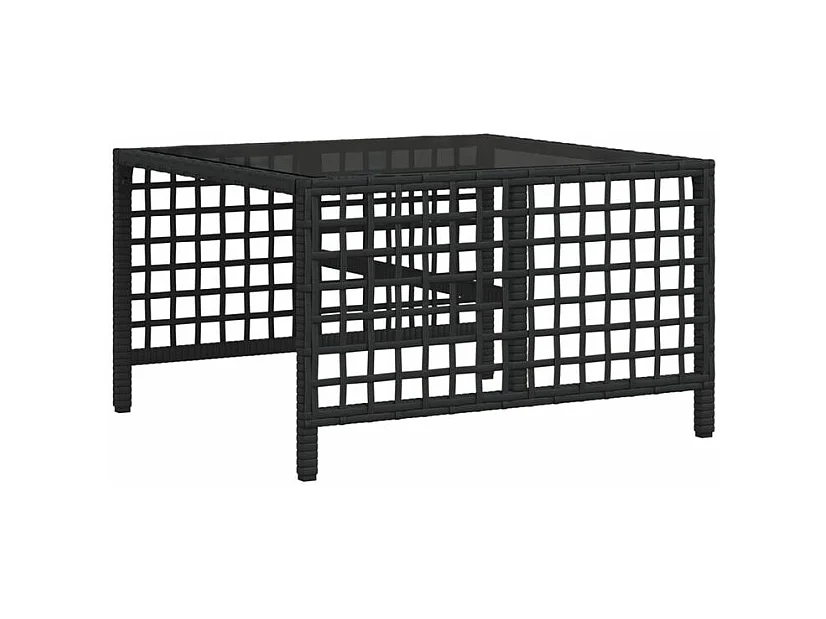 Salon de jardin d'angle 3 pcs avec coussins noir résine tressée