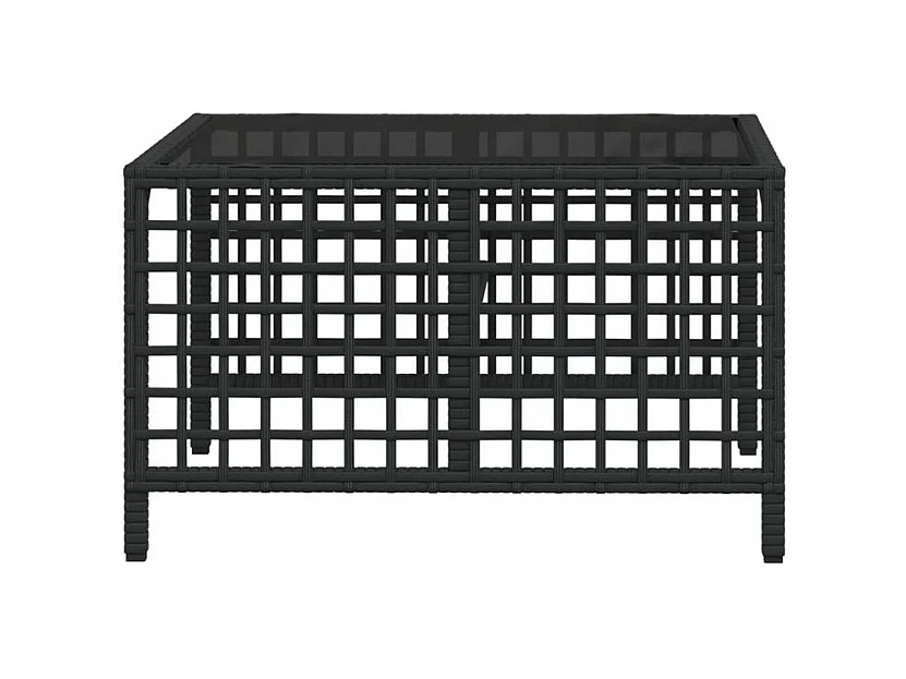 Salon de jardin d'angle 3 pcs avec coussins noir résine tressée