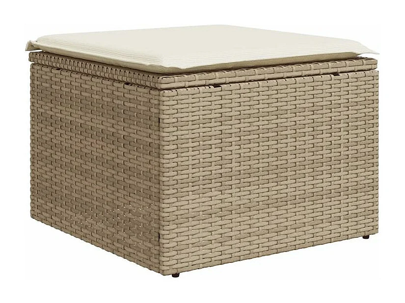 Salon de jardin avec coussins 8 pcs beige résine tressée