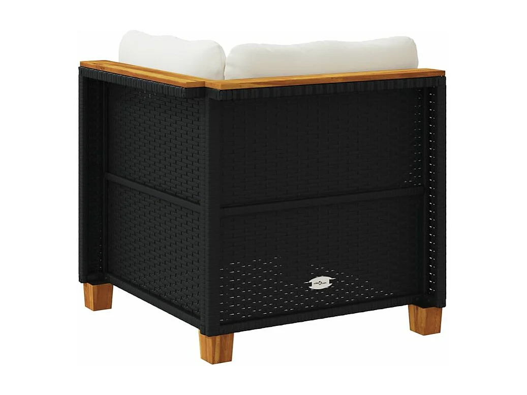 Canapé d'angle de jardin avec coussins noir résine tressée