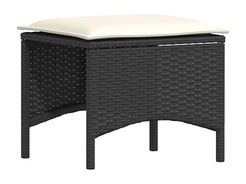 Salon de jardin 4 pcs avec coussins forme L noir résine tressée