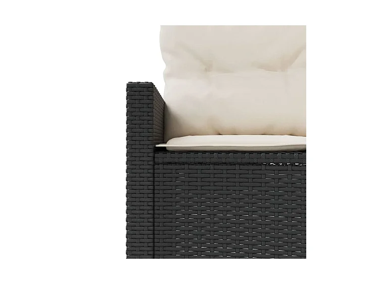 Canapé de jardin avec coussins demi-rond noir résine tressée