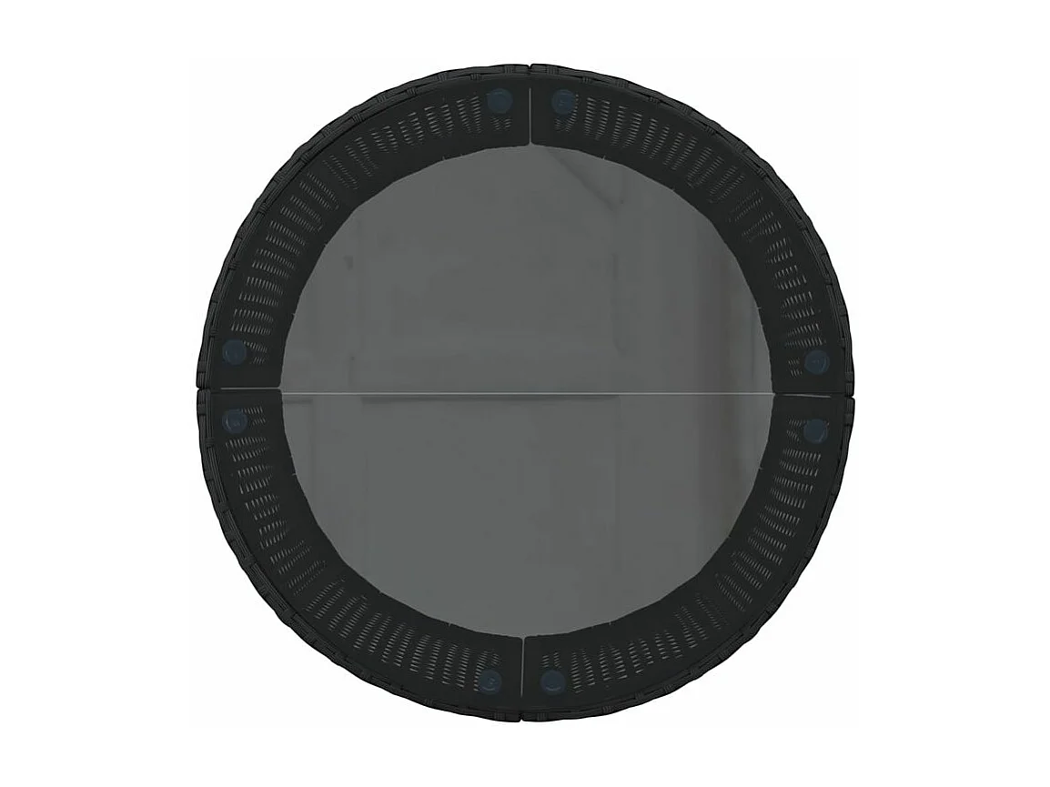 Canapé de jardin table coussins demi-rond noir résine tressée