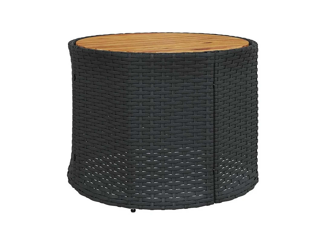 Canapé de jardin table coussins demi-rond noir résine tressée