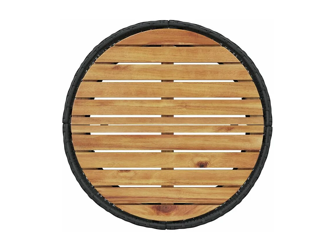 Canapé de jardin table coussins demi-rond noir résine tressée