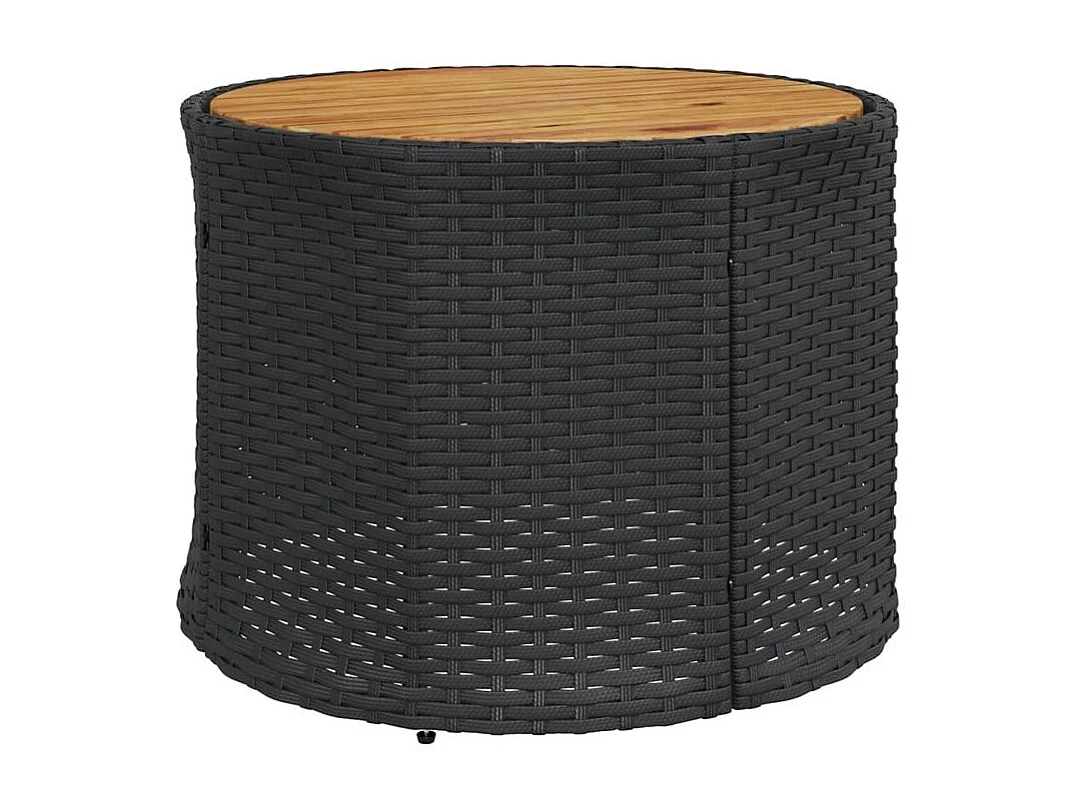 Canapé de jardin table coussins demi-rond noir résine tressée