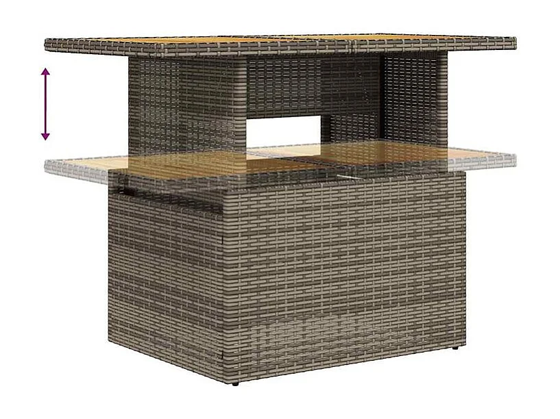 Salon de jardin 6 pcs avec coussins gris résine tressée