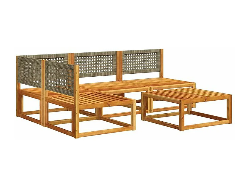 Salon de jardin avec coussins 5 pcs Bois d'acacia solide