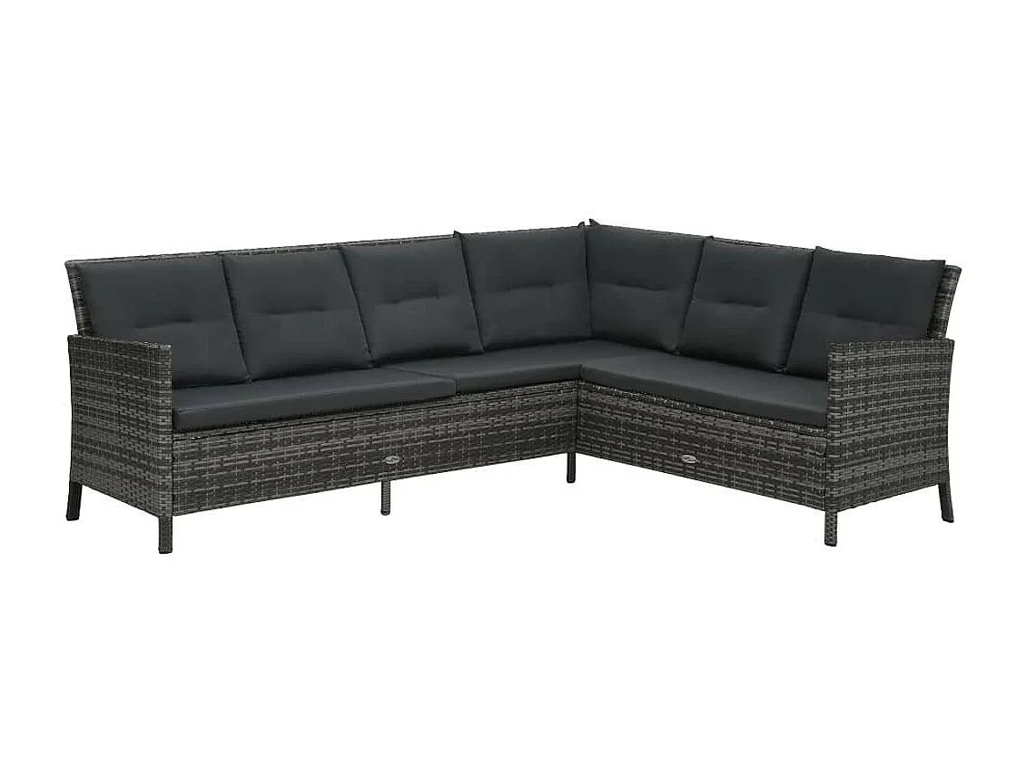 Salon de jardin 4 pcs avec coussins Résine tressée Gris 14