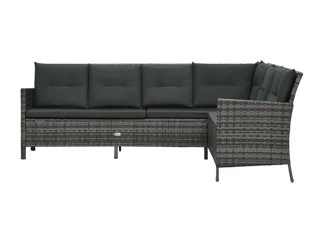 Salon de jardin 4 pcs avec coussins Résine tressée Gris 14