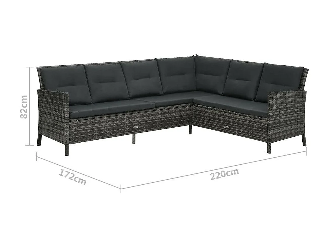 Salon de jardin 4 pcs avec coussins Résine tressée Gris 14