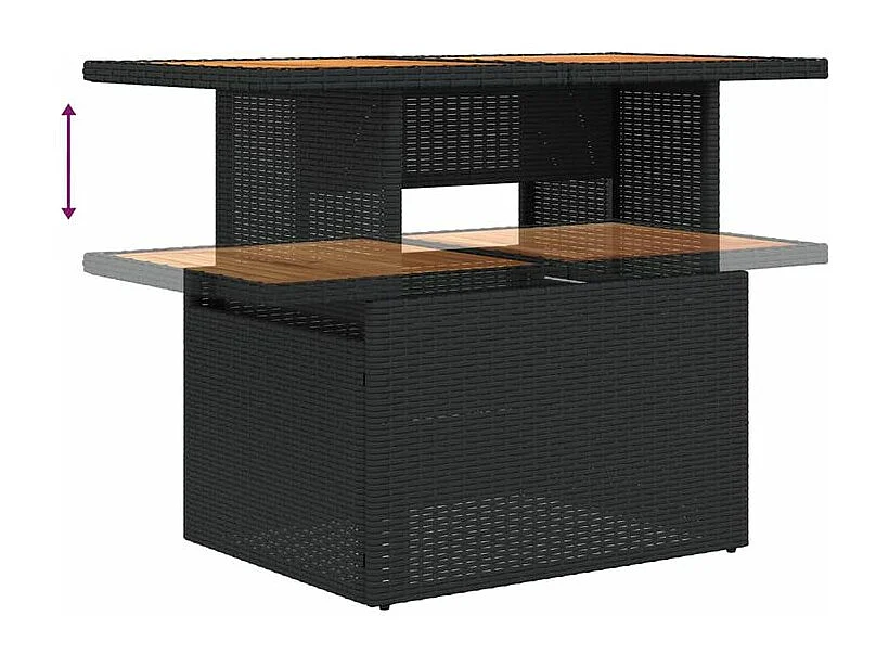 Salon de jardin 6 pcs avec coussins noir résine tressée