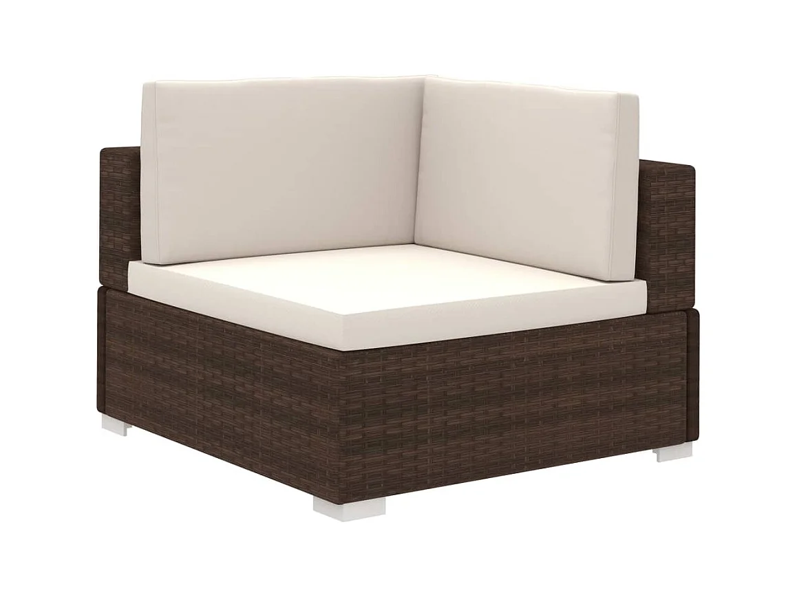 Salon de jardin avec coussins 8 pcs résine tressée marron