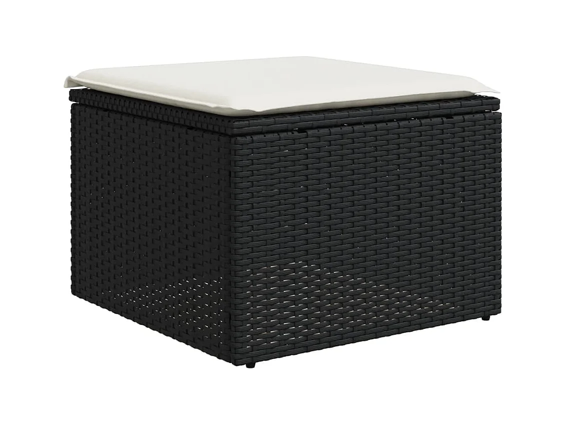 Salon de jardin 6 pcs avec coussins noir résine tressée