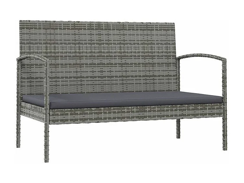 Salon de jardin 16 pcs avec coussins Résine tressée Gris