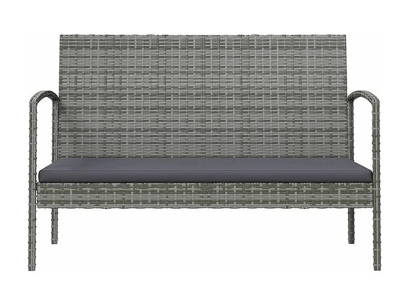 Salon de jardin 16 pcs avec coussins Résine tressée Gris