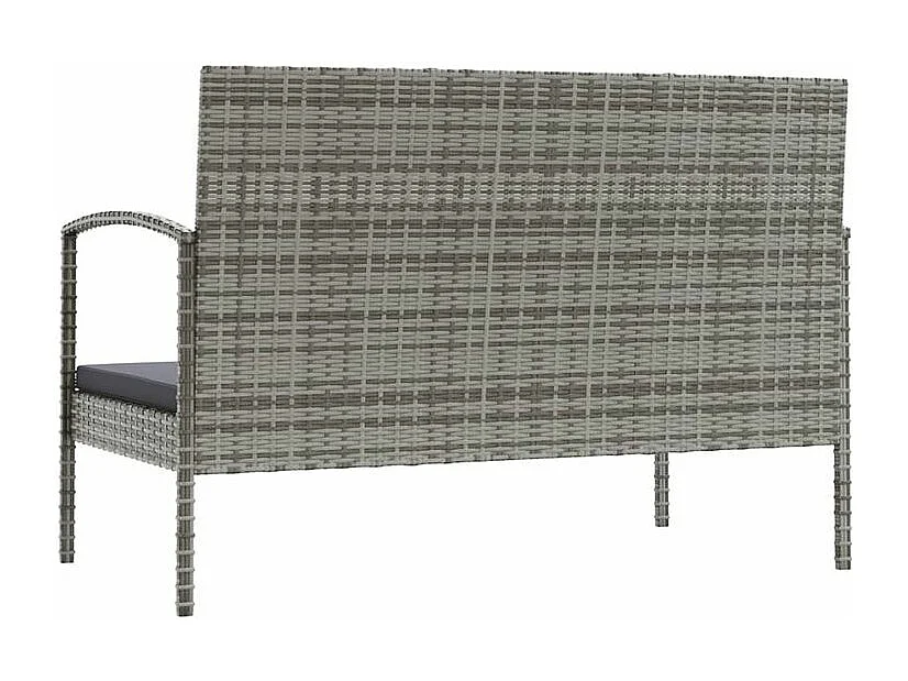 Salon de jardin 16 pcs avec coussins Résine tressée Gris