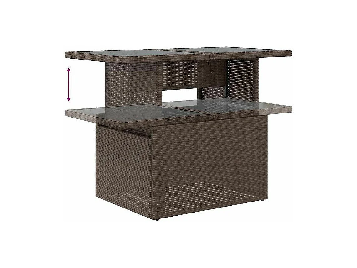 Salon de jardin avec coussins 6 pcs marron résine tressée