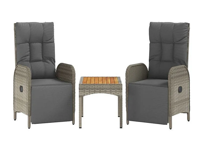 Ensemble à manger de jardin 5 pcs coussins gris résine tressée