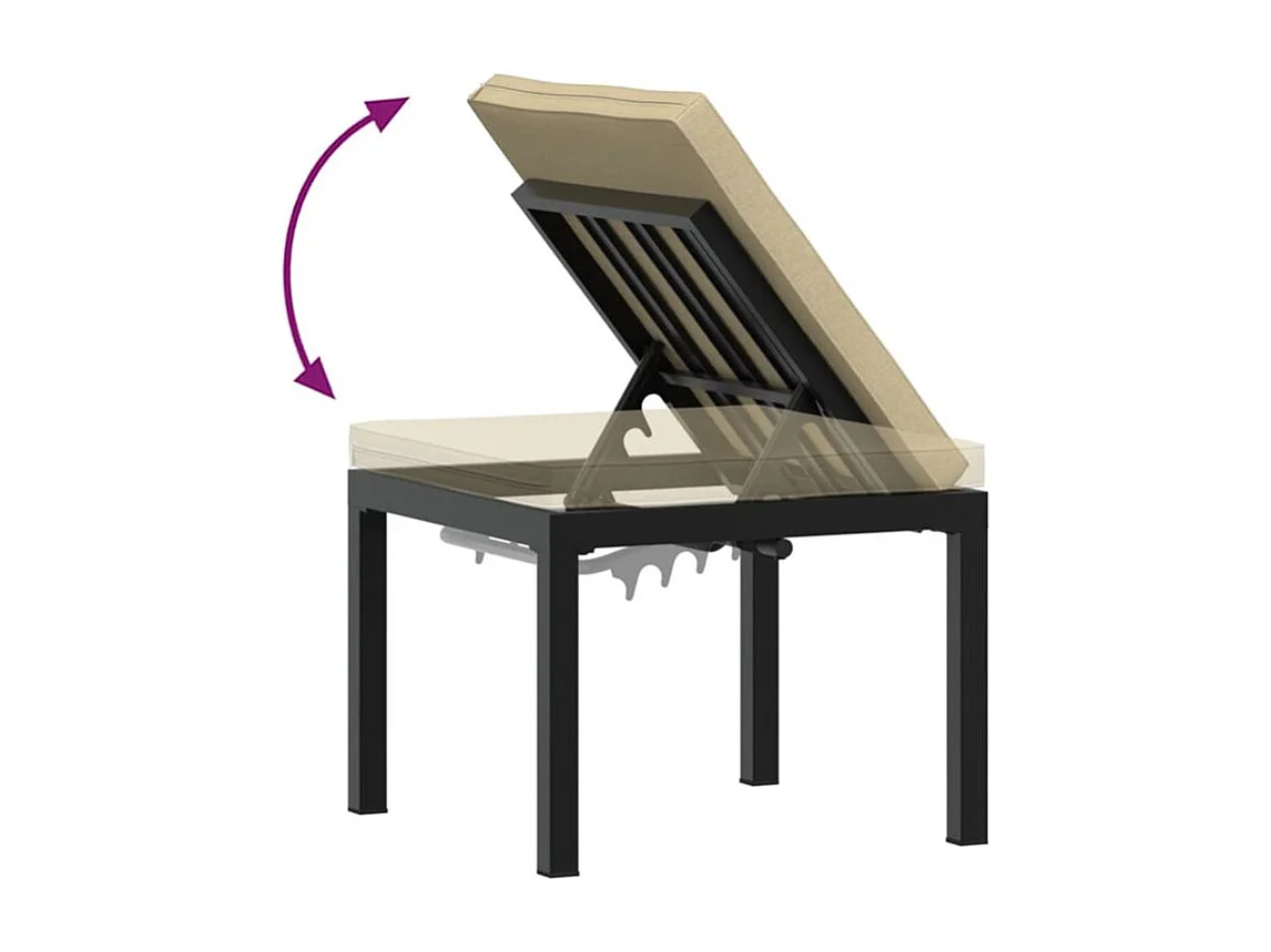 Ensemble de banc de jardin avec coussins 4 pcs noir