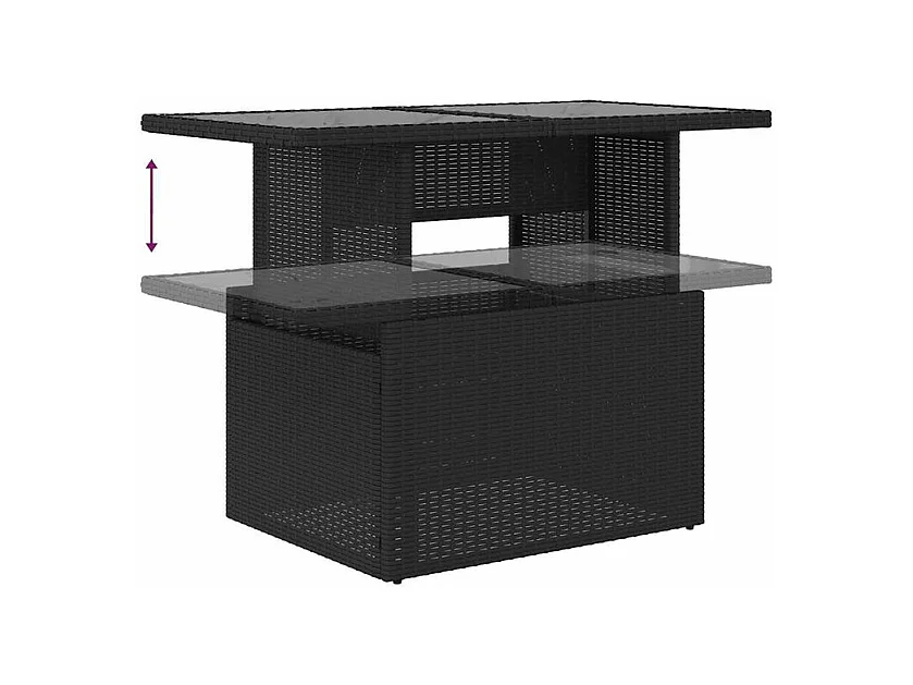 Salon de jardin 6 pcs avec coussins noir résine tressée