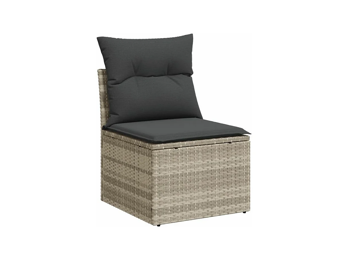 Salon de jardin avec coussins 10 pcs gris clair résine tressée