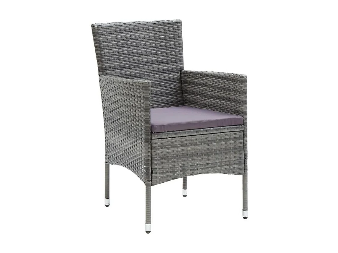 Mobilier à dîner de jardin et coussins 3pcs Résine tressée Gris