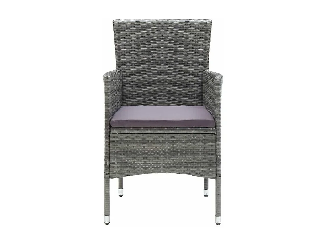 Mobilier à dîner de jardin et coussins 3pcs Résine tressée Gris