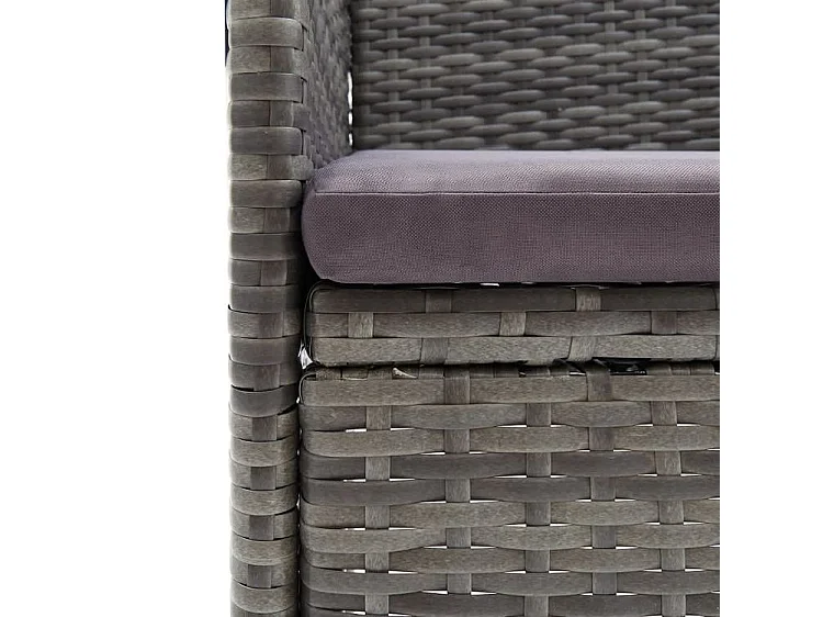 Mobilier à dîner de jardin et coussins 3pcs Résine tressée Gris