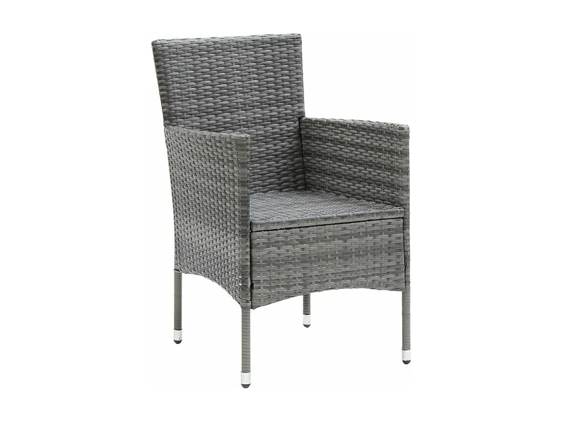 Mobilier à dîner de jardin et coussins 3pcs Résine tressée Gris