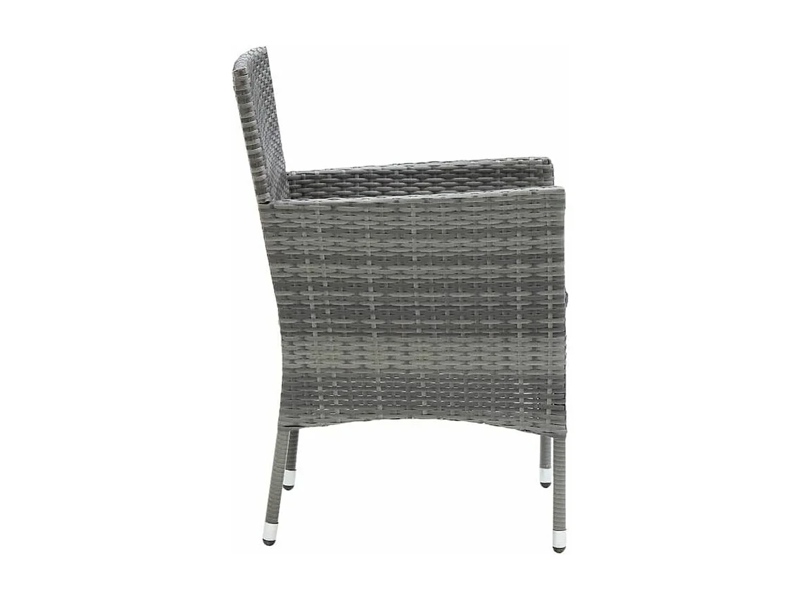 Mobilier à dîner de jardin et coussins 3pcs Résine tressée Gris