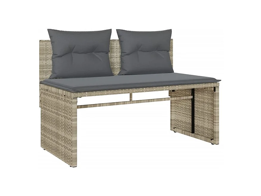 Salon de jardin 4 pcs avec coussins gris clair résine tressée