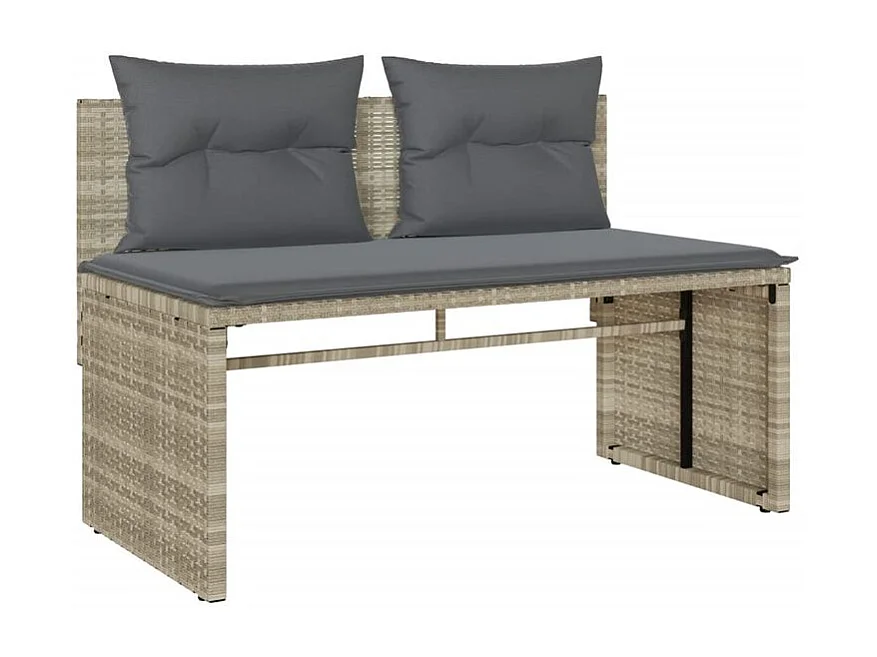 Salon de jardin 4 pcs avec coussins gris clair résine tressée