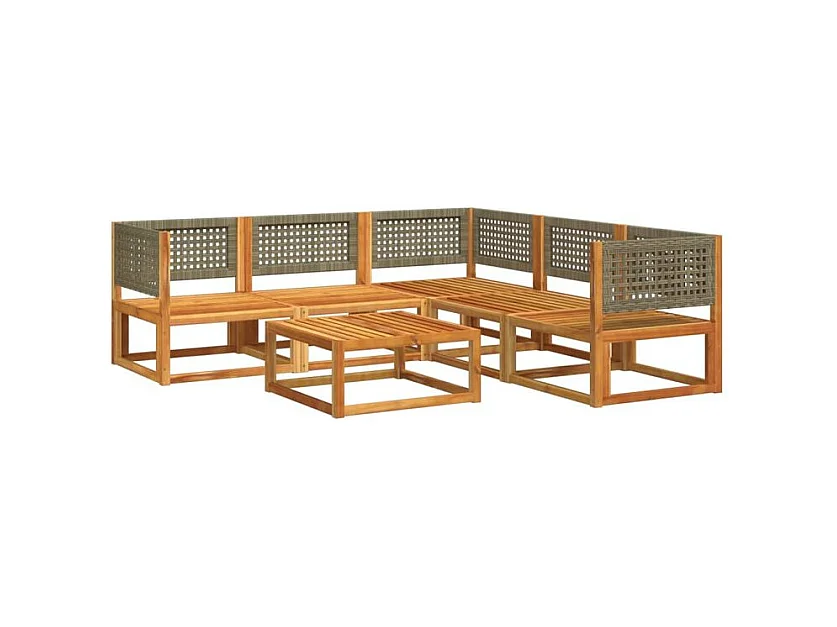 Salon de jardin avec coussins 6 pcs bois d'acacia solide