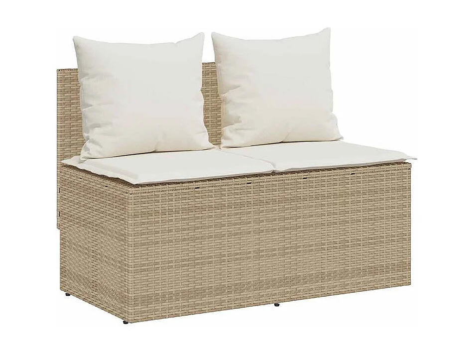 Ensemble à manger de jardin et coussins 3 pcs Beige poly rotin