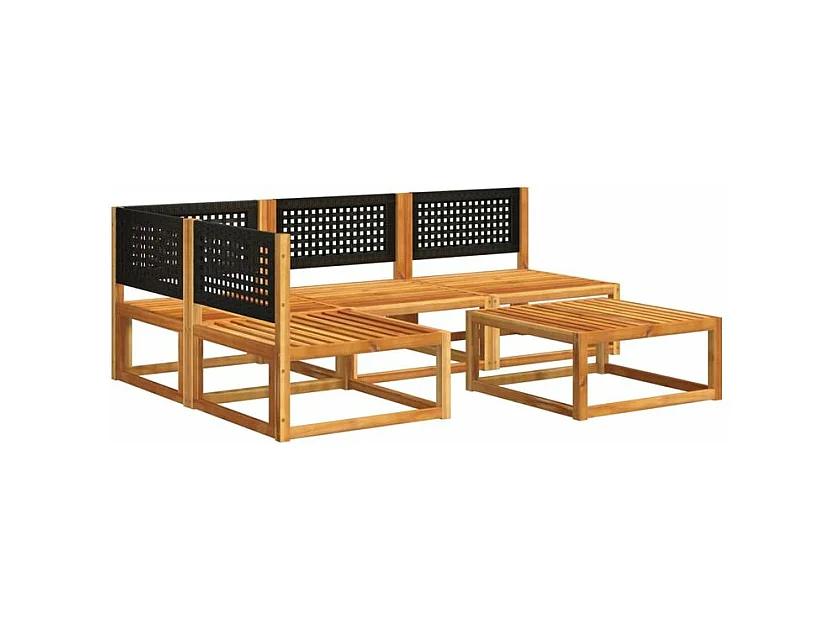 Salon de jardin avec coussins 5 pcs Bois d'acacia solide
