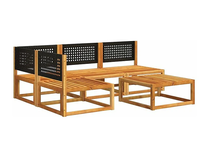 Salon de jardin avec coussins 5 pcs Bois d'acacia solide