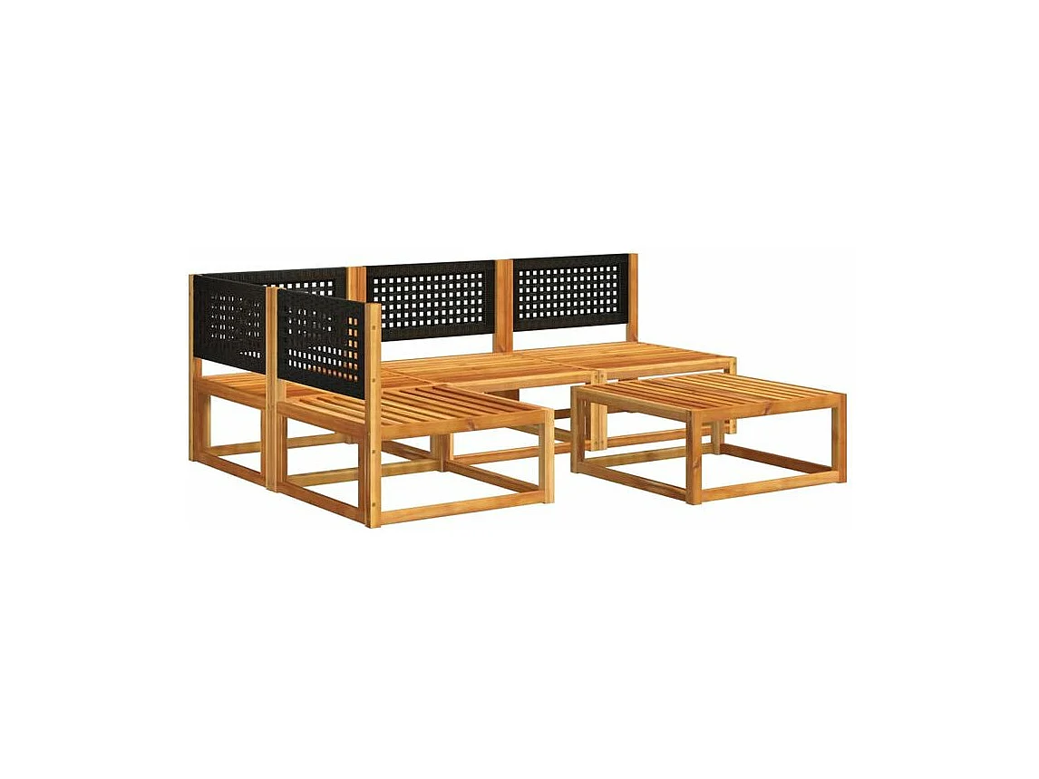 Salon de jardin avec coussins 5 pcs Bois d'acacia solide