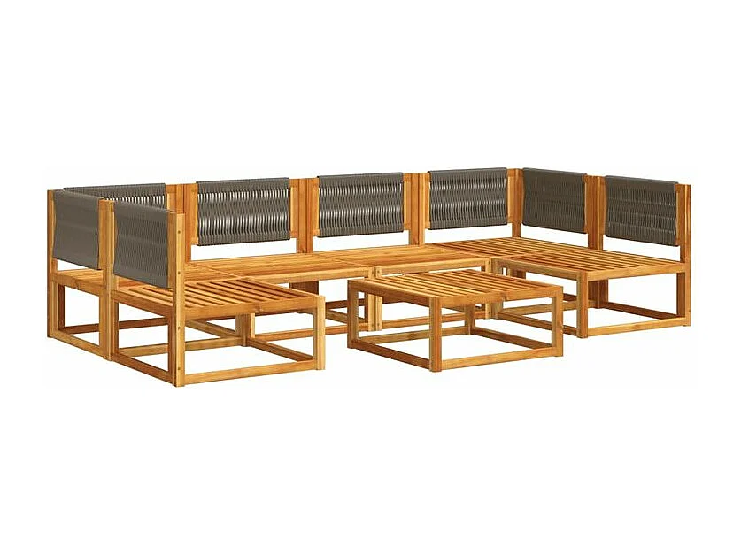 Salon de jardin avec coussins 7 pcs bois massif d'acacia