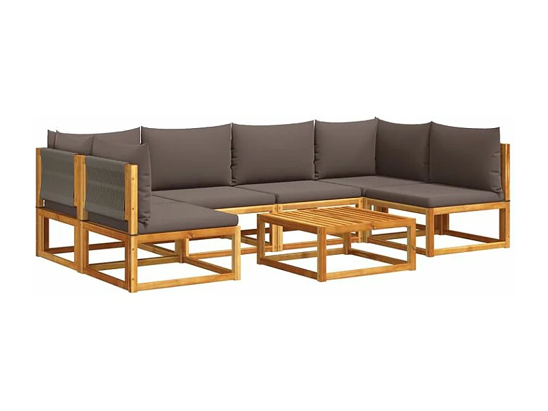 Salon de jardin avec coussins 7 pcs bois massif d'acacia