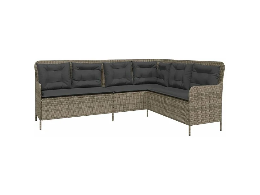 Salon de jardin 2 pcs avec coussins Gris Résine tressée