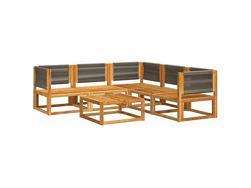 Salon de jardin avec coussins 6 pcs bois d'acacia solide