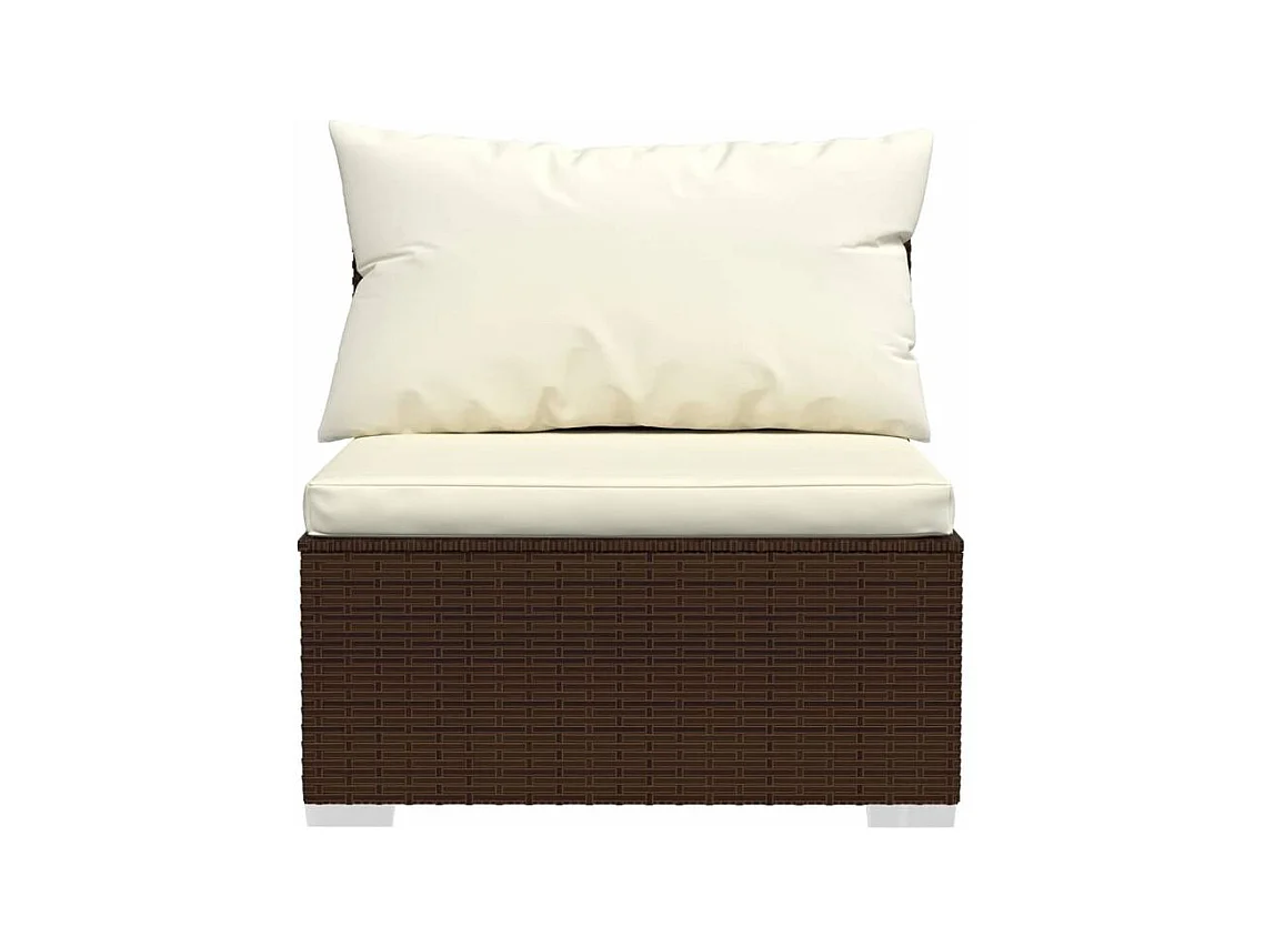 Canapé 3 places avec coussins Marron Résine tressée